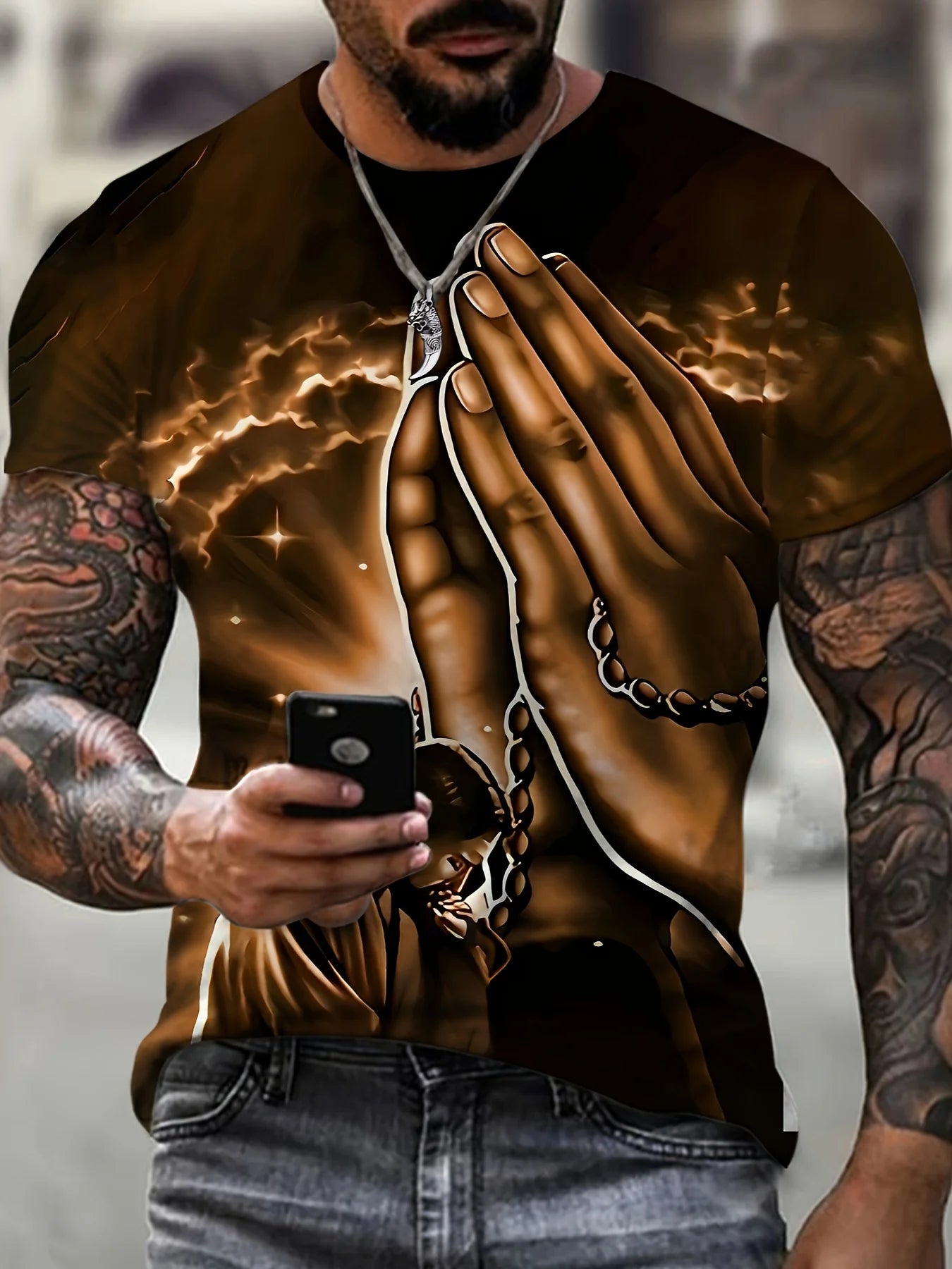 Plus Size Men's T-Shirt Jesus Graphic T Shirts O-Neck Cross Print T-Shirt for Men Short Sleeve Summer Tee Shirt Men Street Wear