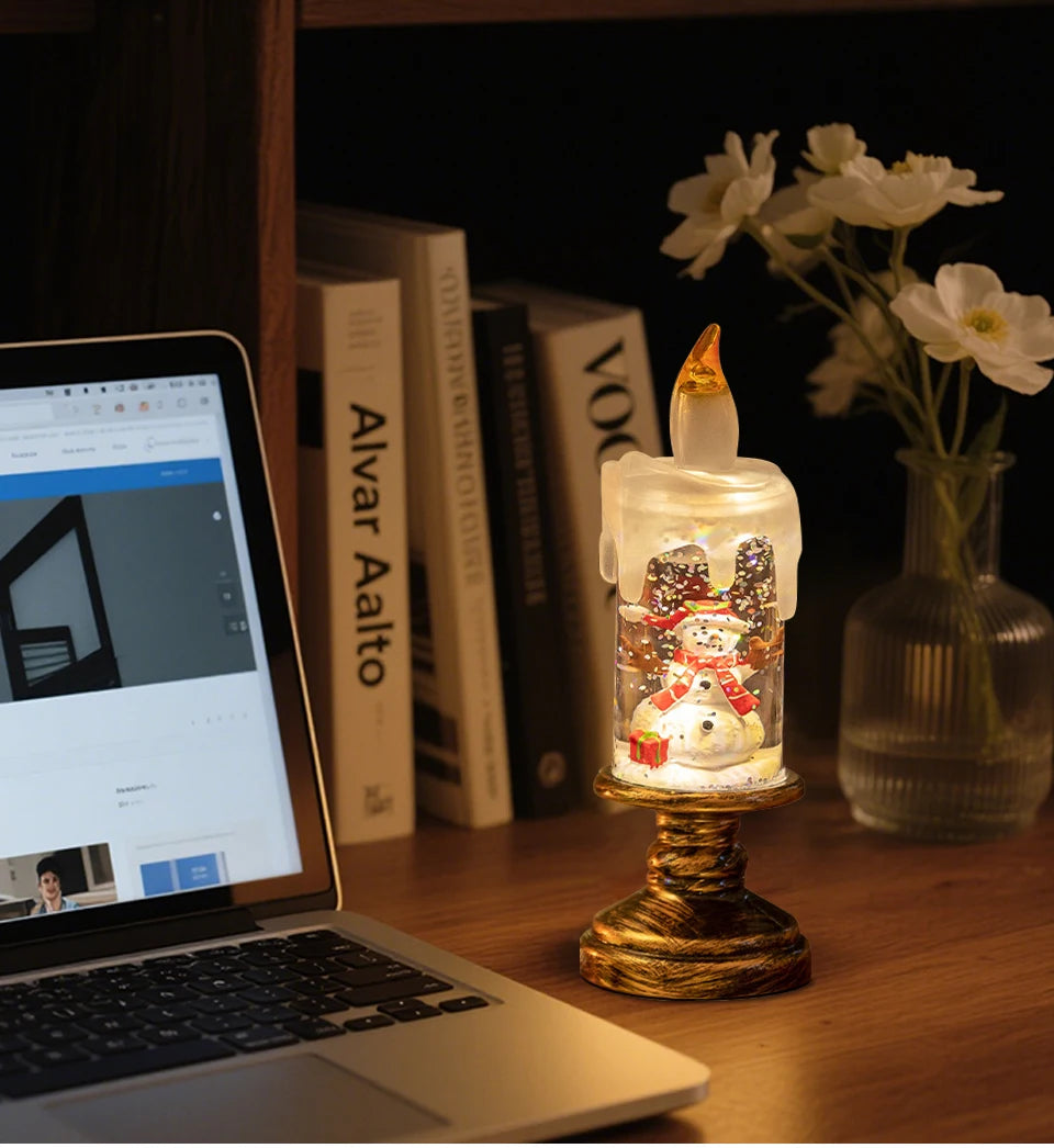 Creative Flameless LED Candle Light Christmas Room Decoration Candle Light Gift Battery Powered Candlestick Lamp Ornaments Light
