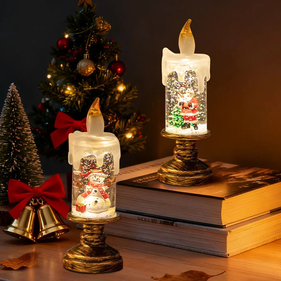 Creative Flameless LED Candle Light Christmas Room Decoration Candle Light Gift Battery Powered Candlestick Lamp Ornaments Light