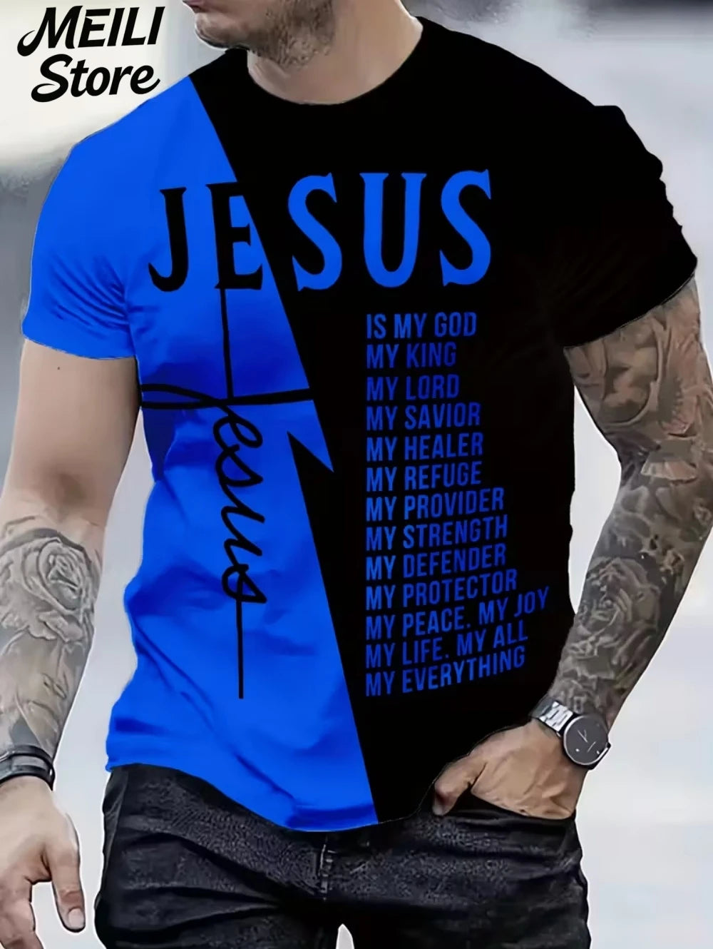 Men's 3D Jesus Print T-Shirt Short Sleeve Casual Crew Neck Praying Hands Design T Shirt for Men New in Oversized Tee Shirt Tops