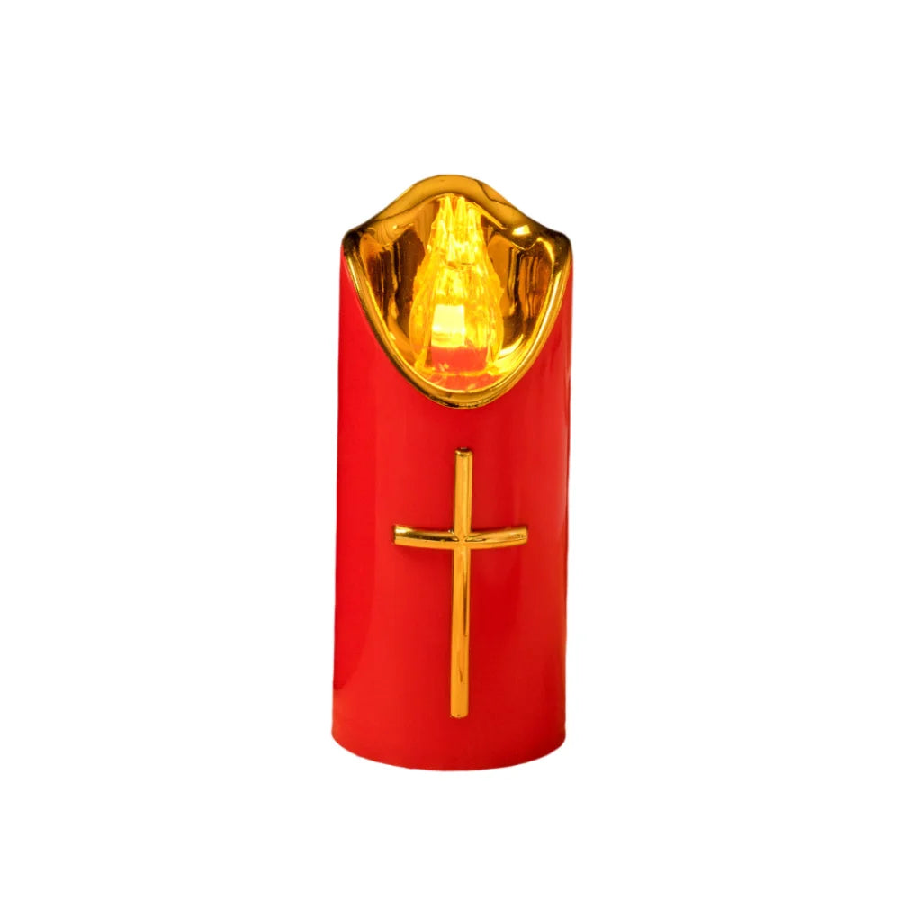 Resuable Christian Cross Candles Waterproof Creative LED Flameless Candles with Lampshade Portable Electronic Candle Light