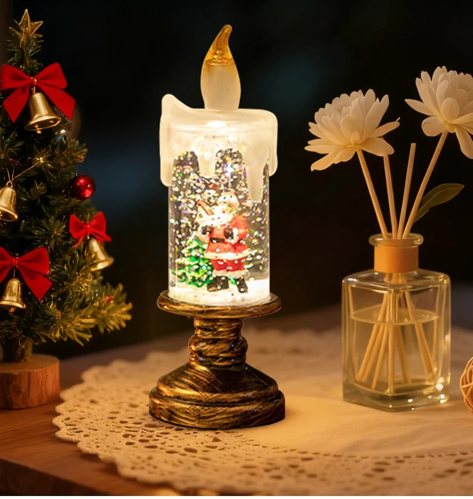 Creative Flameless LED Candle Light Christmas Room Decoration Candle Light Gift Battery Powered Candlestick Lamp Ornaments Light