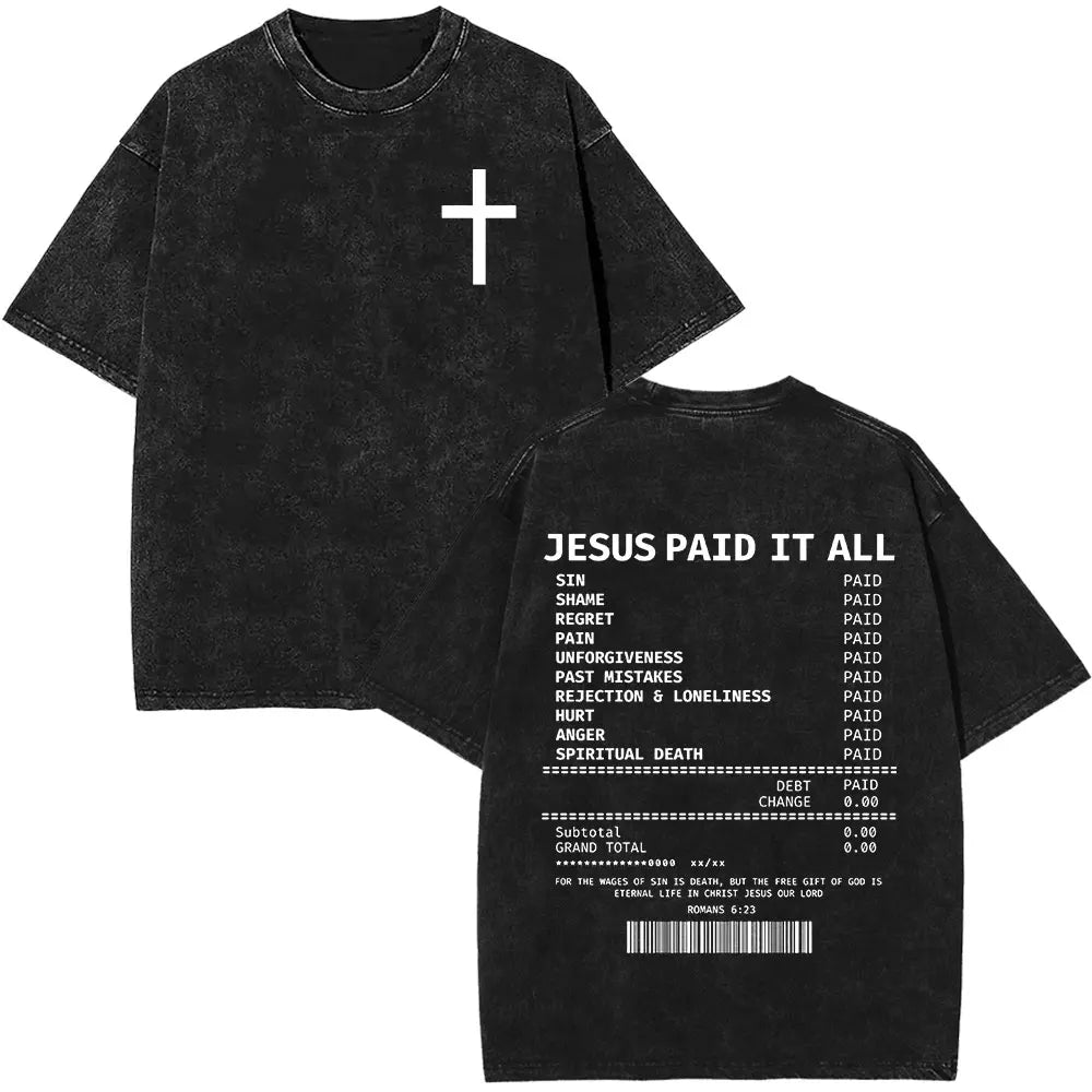 Jesus Is King Christian Religious Bible Vintage Washed T-shirt Men Women Cotton Casual Short Sleeve Oversized T Shirt Streetwear