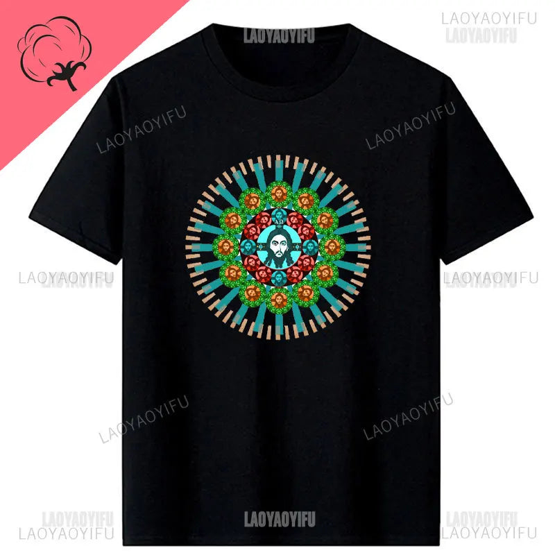 Jesus Christ Pantocrator Icon Sinai Orthodox Christian Man Gift Printed T-Shirt Summer Women Short Sleeve O-Neck Unisex T Shirt