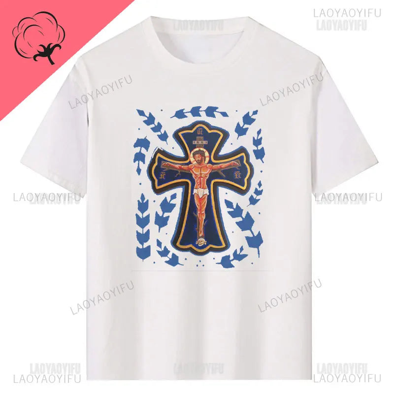 Jesus Christ Pantocrator Icon Sinai Orthodox Christian Man Gift Printed T-Shirt Summer Women Short Sleeve O-Neck Unisex T Shirt