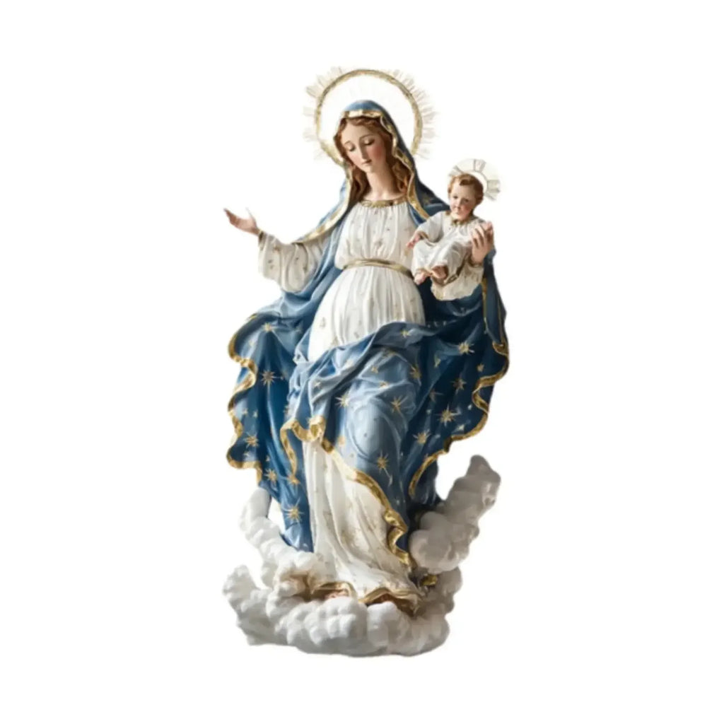 EeChristmas Decor Virgin Mary Statue With Infant Jesus Desktop Nativity Display