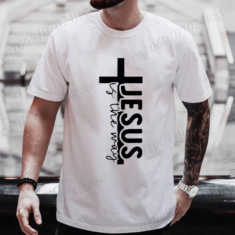 Jesus Funny Printed Men's T-Shirt Clothes Oversized Minimalist Jesus Graphic Tee Shirts for Women Tops Tees Hip Hop Streetwear