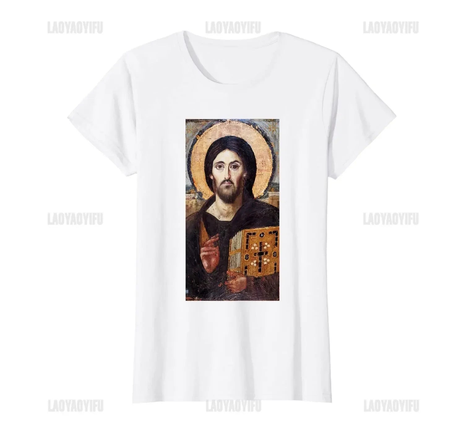 Jesus Christ Pantocrator Icon Sinai Orthodox Christian Man Gift Printed T-Shirt Summer Women Short Sleeve O-Neck Unisex T Shirt