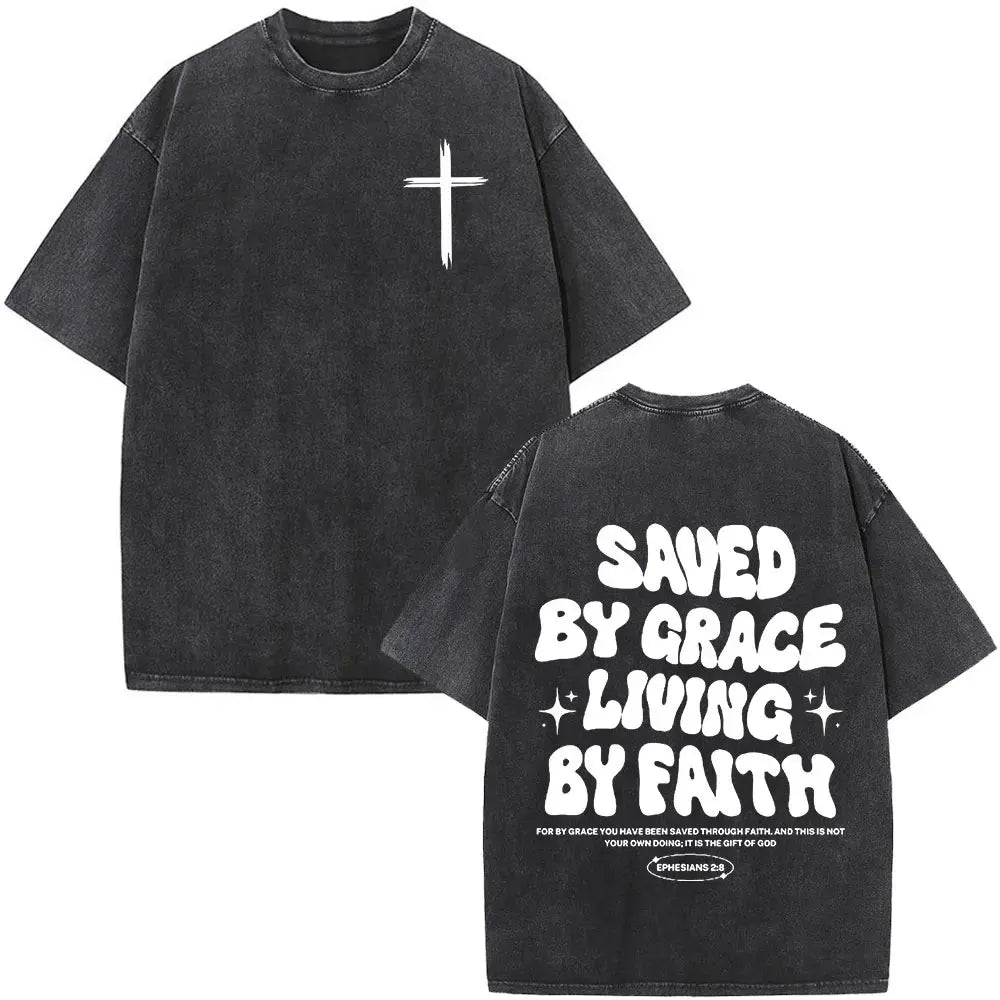 Jesus Is King Christian Religious Bible Vintage Washed T-shirt Men Women Cotton Casual Short Sleeve Oversized T Shirt Streetwear