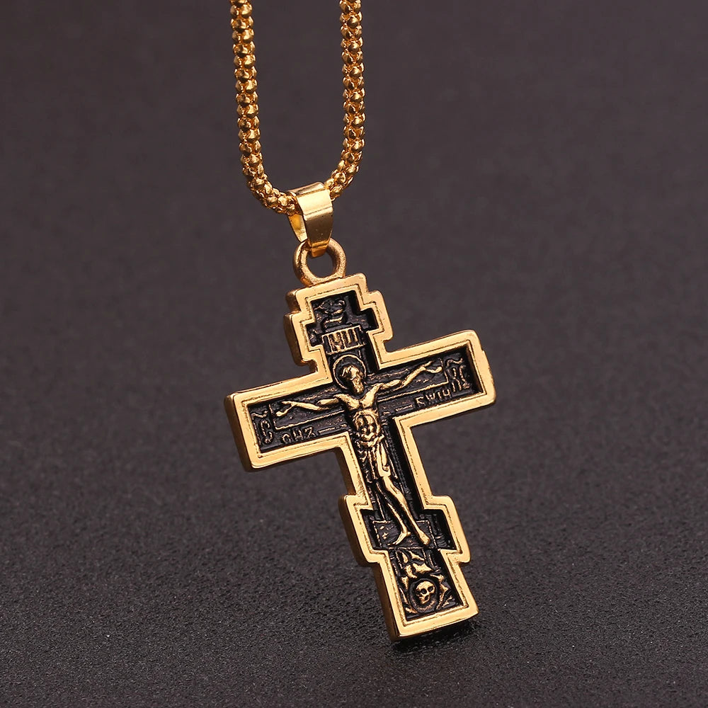 Christian Orthodox Cross Jesus Cross Pendant Necklace Jesus Men Women for Fashion Personality Accessories