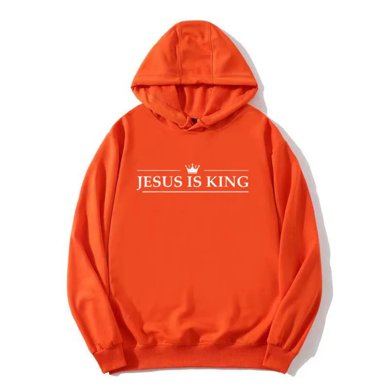 Jesus Is King Hoodie Christian Faith Sweatshirts Gift Man Woman Pullover Tops Streetwear Gift Funny Hooded Letter Printed Outfit