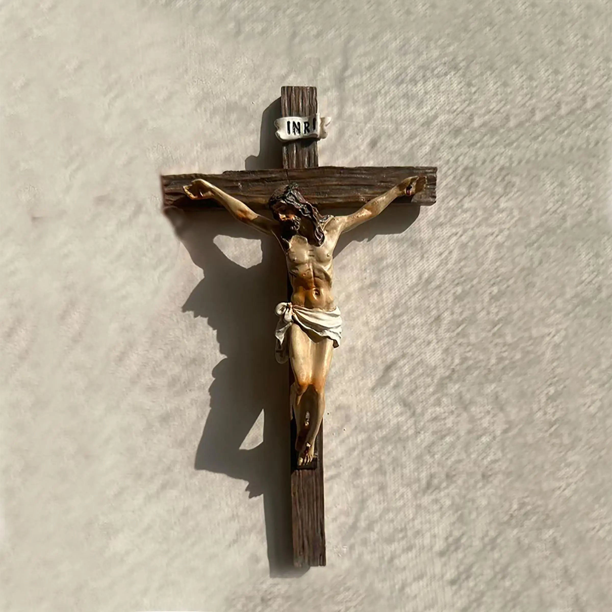 Inspiring Jesus Christ Home Decor, Catholic Cross Wall Art, 9.65 Inch High Religious Gift, Renaissance Handmade Sculpture