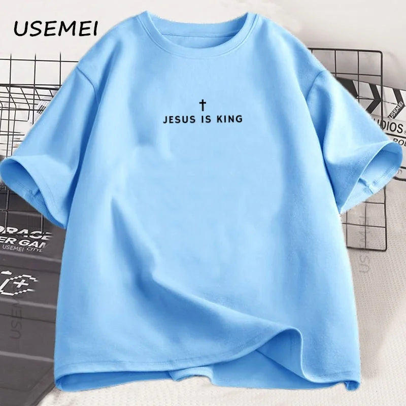 Jesus Is King Christian T Shirt Men Women Christian Merch Jesus T-Shirt Faith Cotton Short Sleeve Round Neck Graphic Tees