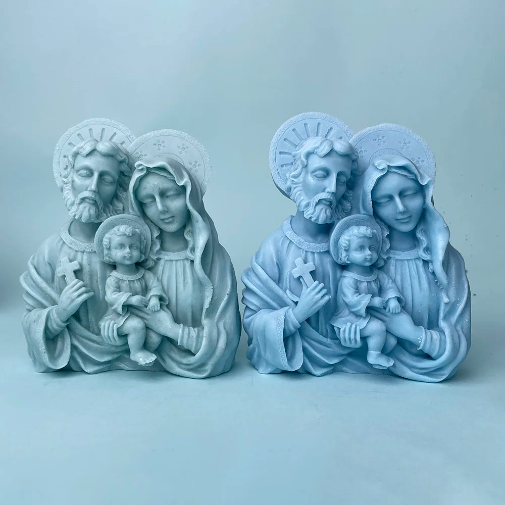 Jesus Family Candle Silicone Mold Religion Virgin Mary Statue Aroma Gypsum Mold DIY Catholic Holy Home Decoration