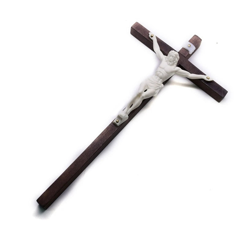Crucifix Wall Cross Solid Wooden Catholic Cross Decor For Wall Christian Prayer Hand Holding Cross Home Office Decor