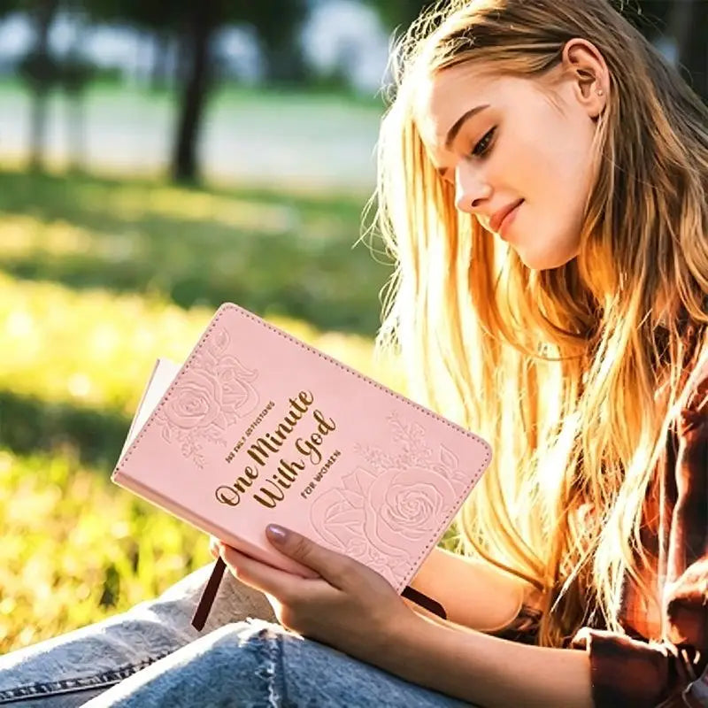 365 Days Daily Prayer Leather Brown And Pink Notebook Portable Daily Devotional Journal Faith Stationery Supplies For Women