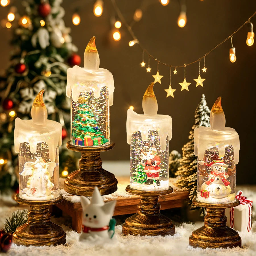 Creative Flameless LED Candle Light Christmas Room Decoration Candle Light Gift Battery Powered Candlestick Lamp Ornaments Light