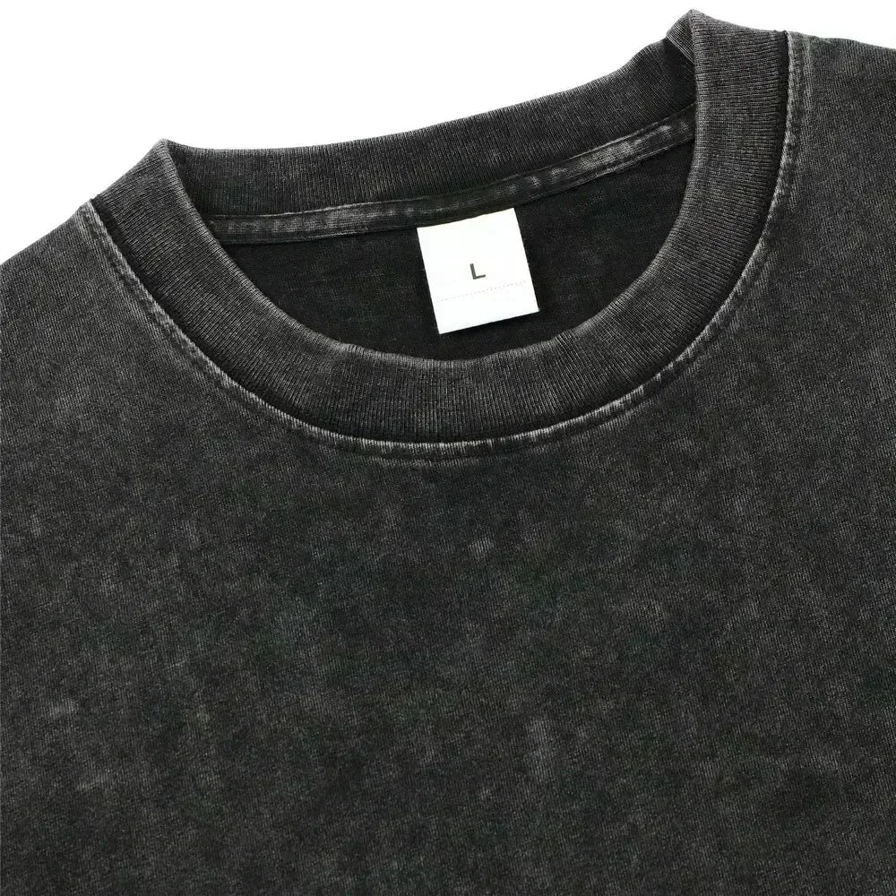 2026 new Christianity-themed patterned printed vintage washed water buffalo denim T-shirt  Fashion hip-hop short-sleeved T-shirt