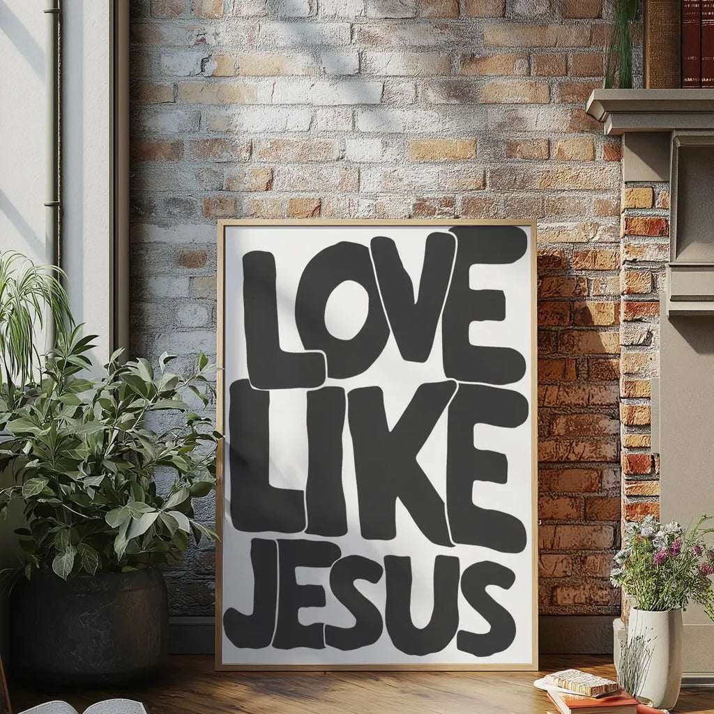Modern Christian Wall Decor, Love Like Jesus Christian Poster Retro Christian WallArt, Christian Gifts Digital Art, Printable de