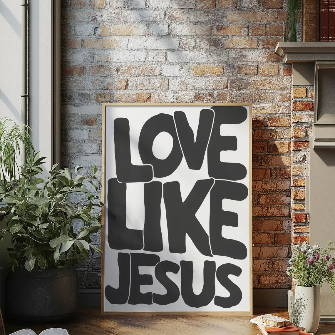 Modern Christian Wall Decor, Love Like Jesus Christian Poster Retro Christian WallArt, Christian Gifts Digital Art, Printable de