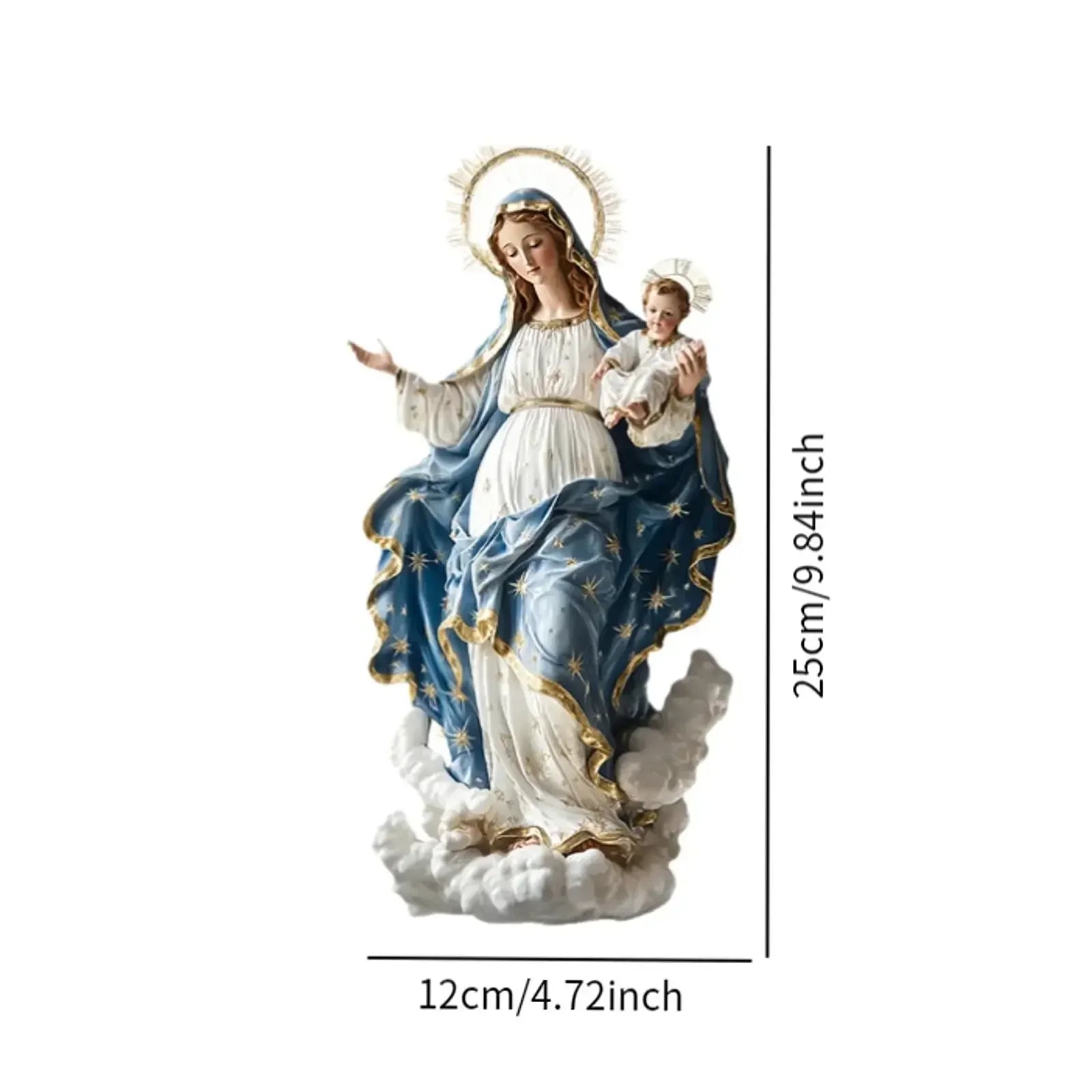 EeChristmas Decor Virgin Mary Statue With Infant Jesus Desktop Nativity Display