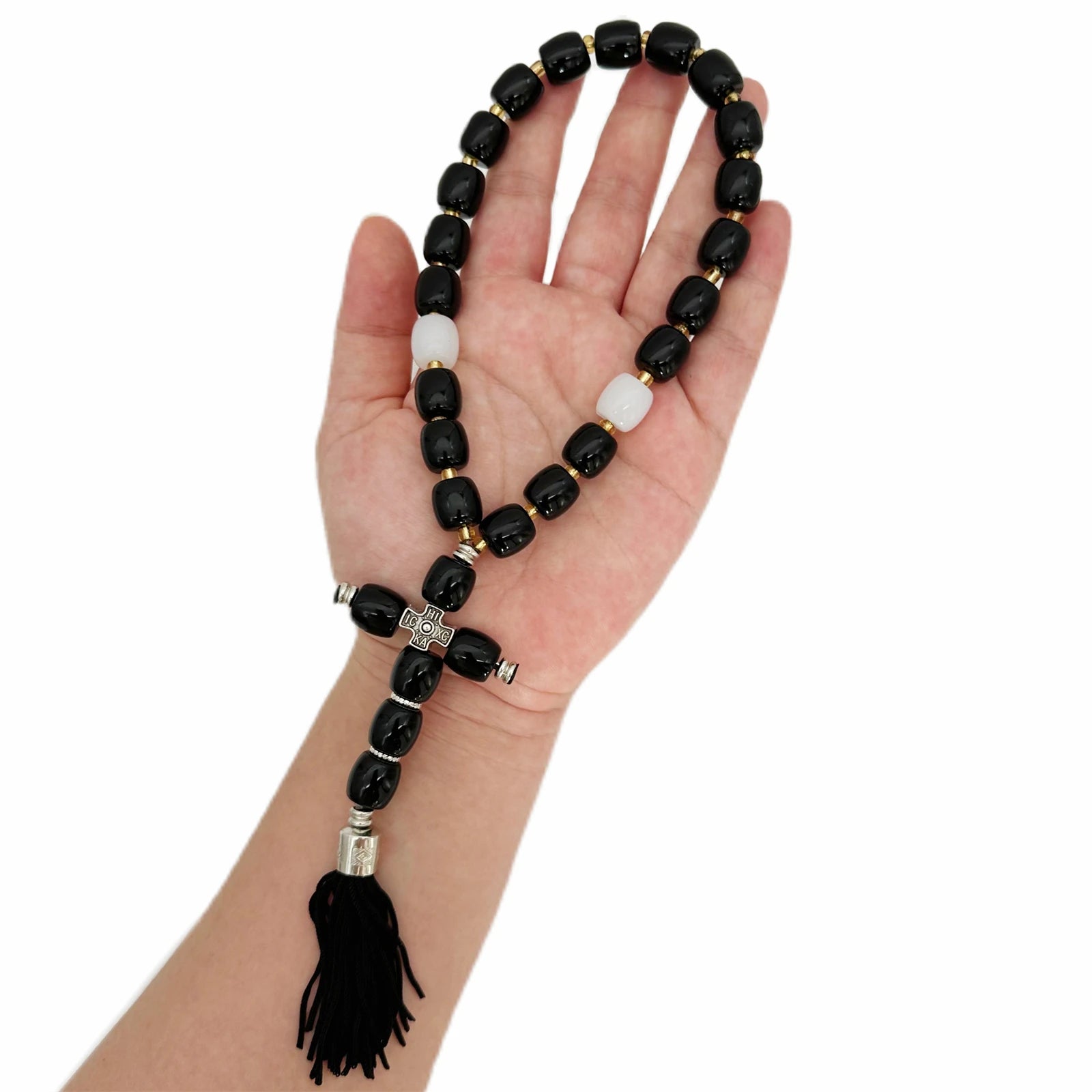 Handmade Christian Orthodox Greek Komboskoini knot Prayer RopeProtection Blessing Cross Charm Tassel Home Ornaments Car Hanging