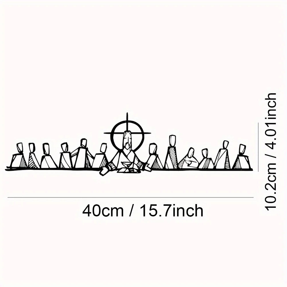 Christian Home Decor Metal Wall Art - Inspirational Last Supper Black Silhouette Living Room Hanging Artwork