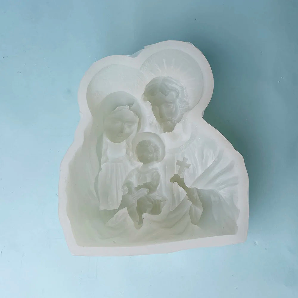 Jesus Family Candle Silicone Mold Religion Virgin Mary Statue Aroma Gypsum Mold DIY Catholic Holy Home Decoration