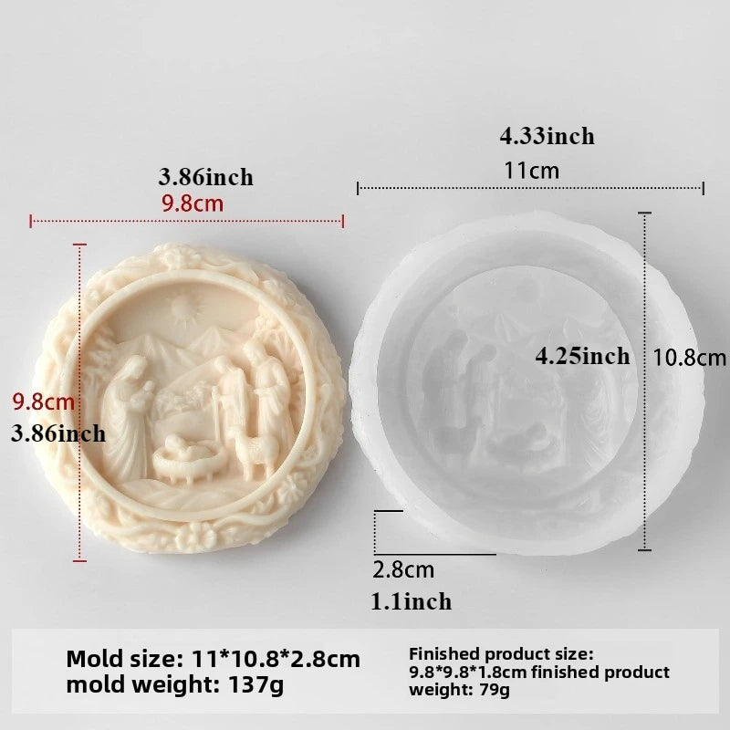 Virgin Jesus Family Silicone Candle Mold DIY Catholic Nativity Statue Craft Gypsum Cement Soap Mold Religious Decoration Gift