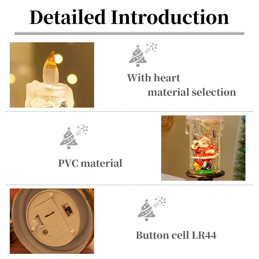 Creative Flameless LED Candle Light Christmas Room Decoration Candle Light Gift Battery Powered Candlestick Lamp Ornaments Light