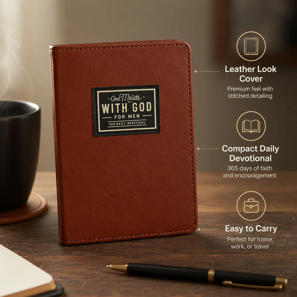 Men’s Prayer Journal One Minute With God 365 Daily Devotions Bible Study Diary Leather Christian Book