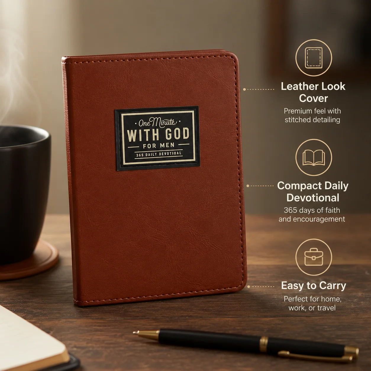 Men’s Prayer Journal One Minute With God 365 Daily Devotions Bible Study Diary Leather Christian Book
