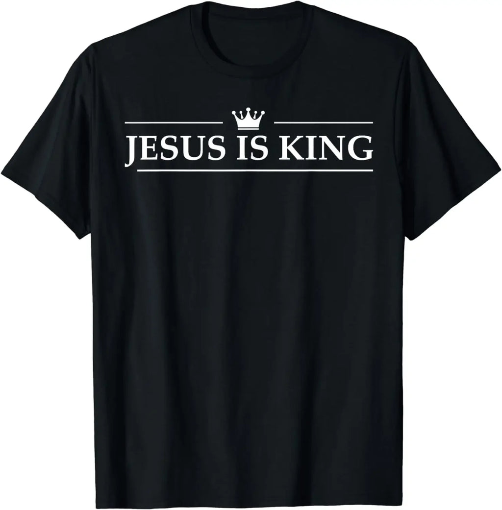Christian Jesus Is King Design Crown T-Shirt Street Casual Couple Clothes T Shirts for Men Camisetas Streetwear