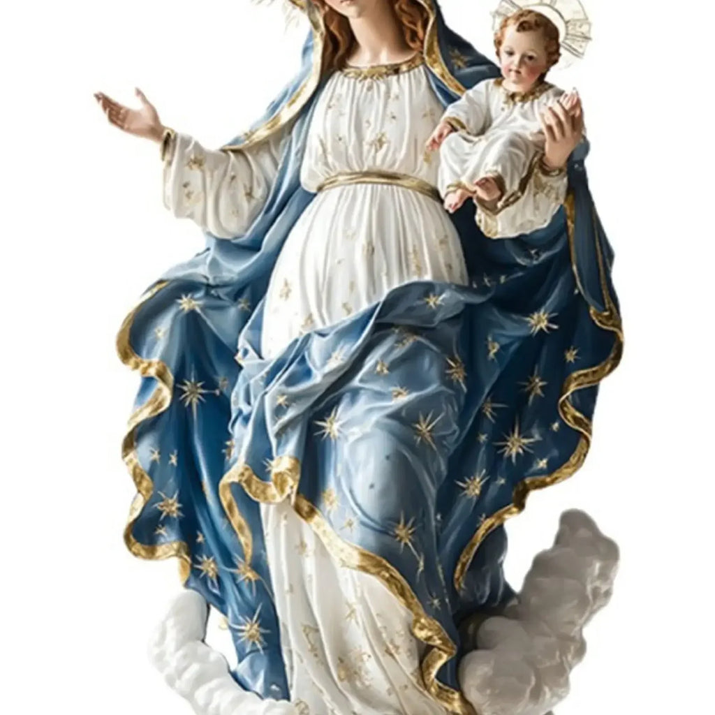 EeChristmas Decor Virgin Mary Statue With Infant Jesus Desktop Nativity Display