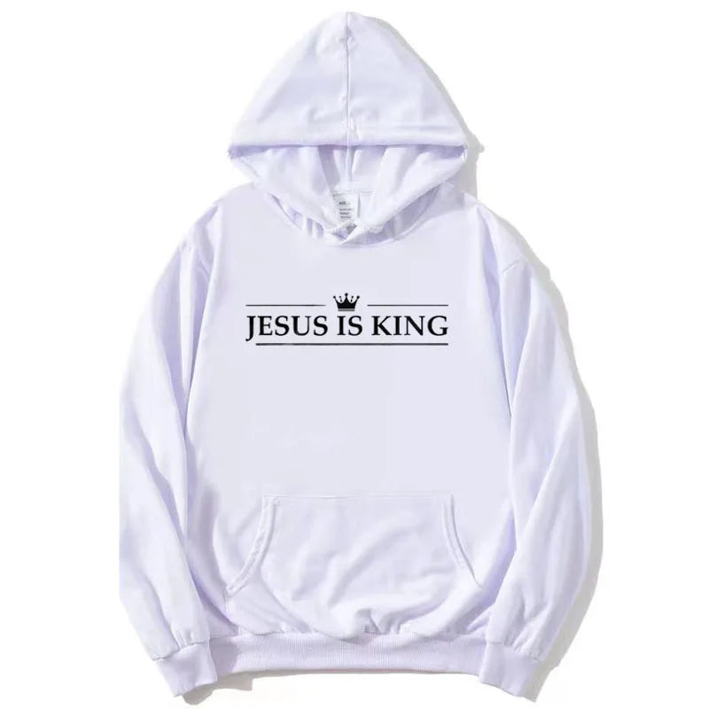 Jesus Is King Hoodie Christian Faith Sweatshirts Gift Man Woman Pullover Tops Streetwear Gift Funny Hooded Letter Printed Outfit