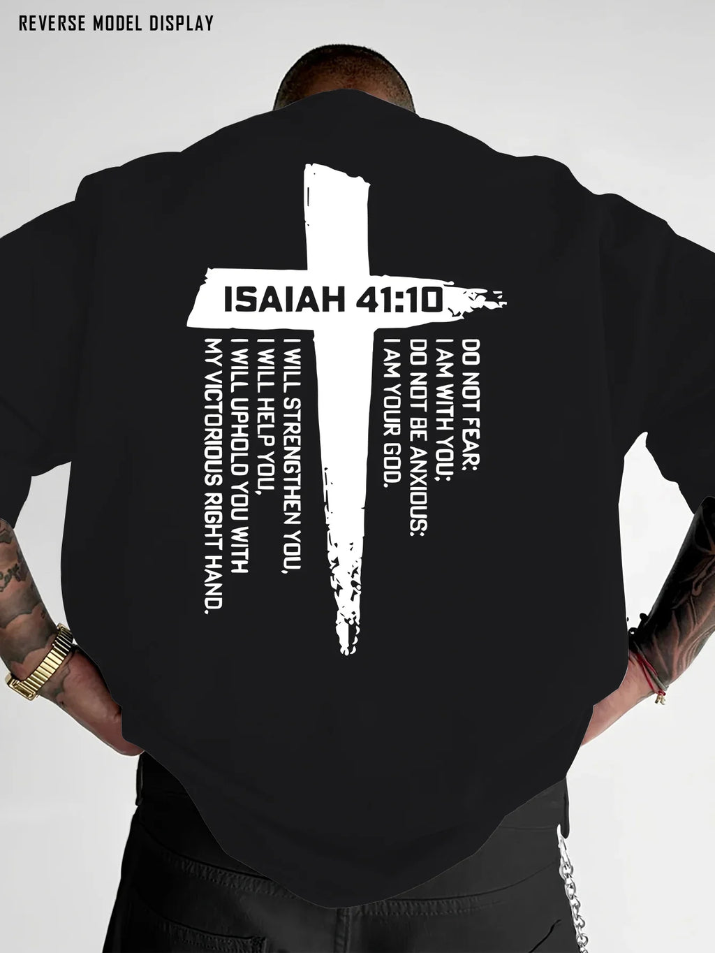 Christian Cross and Bible Verse Graphic Tee for Men Breathable 100% Cotton Perfect for Summer Casual Streetwear Style