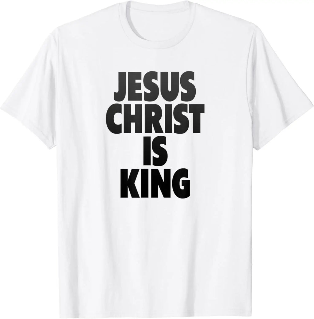 Christian Jesus Is King Design Crown T-Shirt Street Casual Couple Clothes T Shirts for Men Camisetas Streetwear