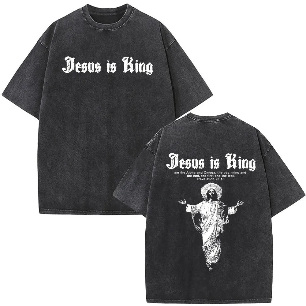 Christian Jesus Forgive Them Father Bible Vintage Washed T-shirts Men's Women Gothic Fashion Oversized T Shirts Tops Streetwear