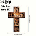 2D Flat Cross-Shaped Wall Decoration Jesus Christ Recycled Wood Christian Religion Artistic Scene Home Decor Faith-Based Design