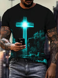 Plus Size Men's T-Shirt Jesus Graphic T Shirts O-Neck Cross Print T-Shirt for Men Short Sleeve Summer Tee Shirt Men Street Wear