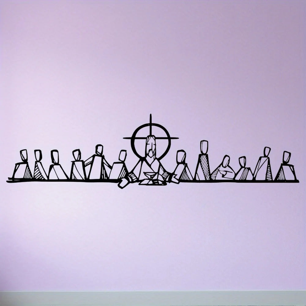 Christian Home Decor Metal Wall Art - Inspirational Last Supper Black Silhouette Living Room Hanging Artwork