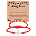 Christian Baptism Religious Beaded Cross Bracelet for Women Pink Crystal Beads Chain Bracelets Christian Easter Jewelry Gift