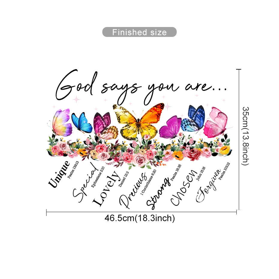 Christian Bible Verses Wall Sticker- God Says You are - Inspirational Catholic Religious Encouragement Vintage Home Decor