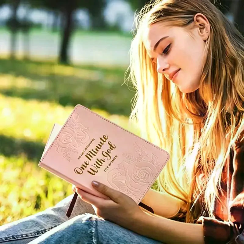 365 Days Daily Prayer Leather Brown And Pink Notebook Portable Daily Devotional Journal Faith Stationery Supplies For Women