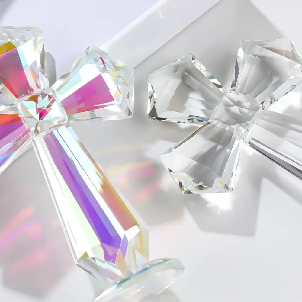 Creative AB Color Crystal Cross Ornament Standing Handmade Christian Cross Crafts Exquisite Crosses Figurine Religious Gift