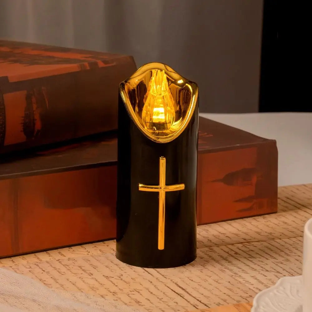 Resuable Christian Cross Candles Waterproof Creative LED Flameless Candles with Lampshade Portable Electronic Candle Light