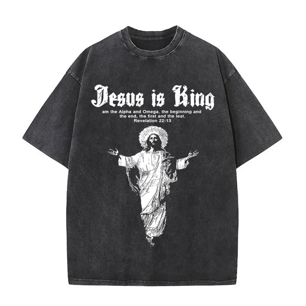 Christian Religious Jesus Forgive Them Father Vintage Washed T-shirt Men Women Gothic Rock Oversized T Shirts Tops Streetwear