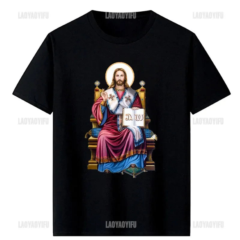 Jesus Christ Pantocrator Icon Sinai Orthodox Christian Man Gift Printed T-Shirt Summer Women Short Sleeve O-Neck Unisex T Shirt