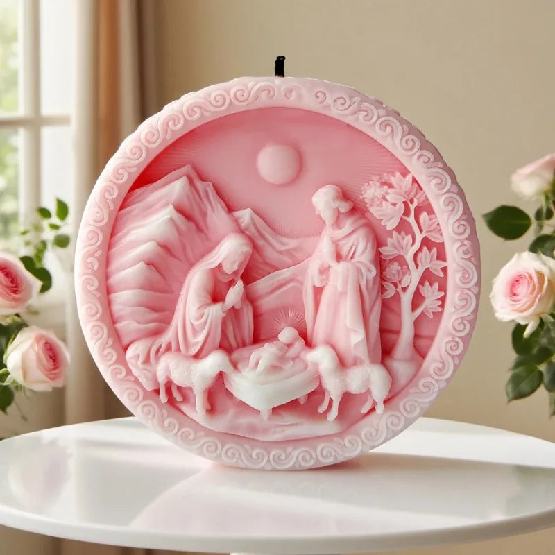 Virgin Jesus Family Silicone Candle Mold DIY Catholic Nativity Statue Craft Gypsum Cement Soap Mold Religious Decoration Gift
