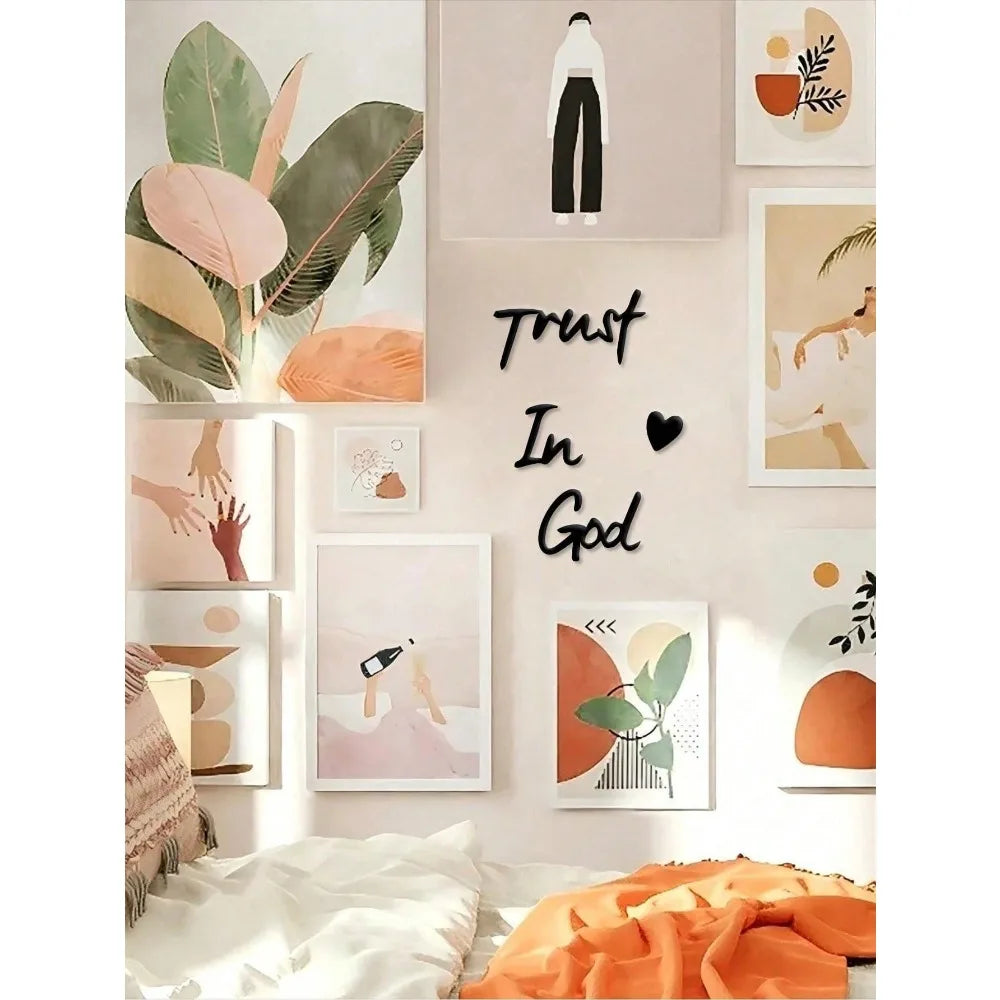 3pc Inspiring "Trust In God" Metal Decor - Christian Faith Wall Art, Novelty Housewarming Gift 2024/2025